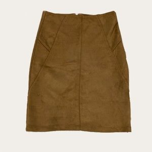HAVE faux suede brown midi skit